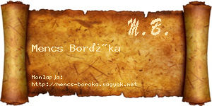 Mencs Boróka névjegykártya